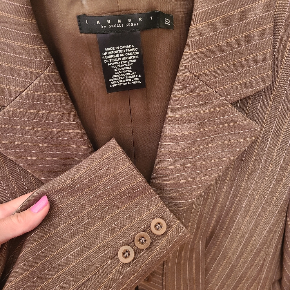 Laundry by Shelli Segal pinstripe brown chocolate